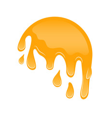 Honey Flowing Isolated on White Background