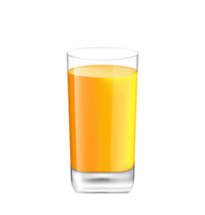 Orange Juice in Glass Isolated on White Background