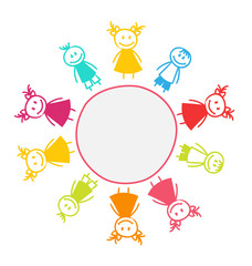 Smiling Girls and Boys Isolated on White Background