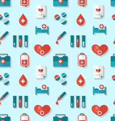 Seamless Pattern with Flat Medical Icons