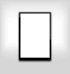 Illustration  black tablet pc computer blank white screen with l