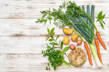 Obraz na płótnie Canvas Vegetables mix for preparation of soup. Healthy food