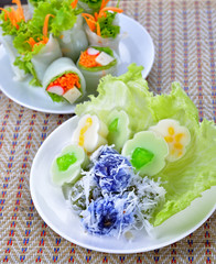 Thai dessert. Flour stuffed with sweet coconut, and grated cocon