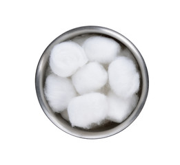 Cotton wool container on white background.