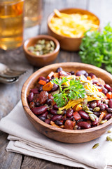 Vegetarian chili with red and black beans
