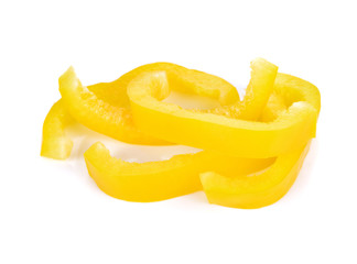 Fototapeta na wymiar Yellow sliced pepper isolated on white background