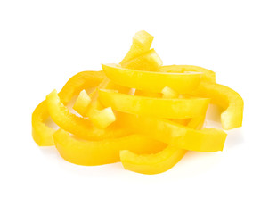 Fototapeta na wymiar Yellow sliced pepper isolated on white background