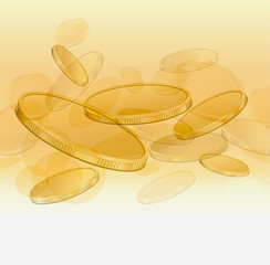 abstract composition with gold coins on a light background