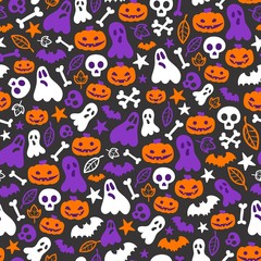 Fototapeta premium Cute Halloween Seamless Pattern