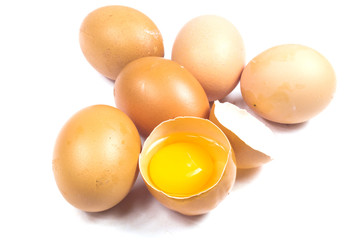 Broken egg isolated on white background
