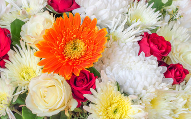 Close up of many beautiful flowers natural abstract background.Beautiful flowers background for wedding scene.