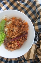 Crispy catfish with green mango salad or 