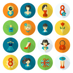 Womans Day Icon Set