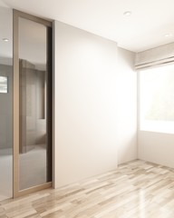 3D render empty room interior with mirror in Luxury style