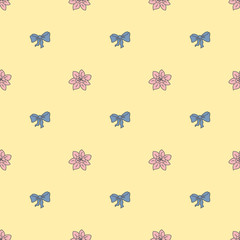 Seamless pattern bowtie and  flower in pastel colours