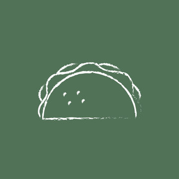 Taco Icon Drawn In Chalk.