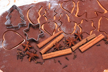 Spice and accessories for baking on dough for Christmas cookies