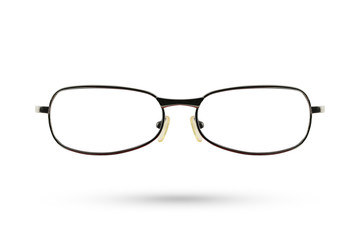 Fashion glasses style metal-framed isolated on white background.