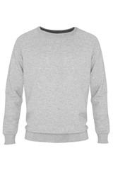 plain light grey jumper sweater on white background - obrazy, fototapety, plakaty