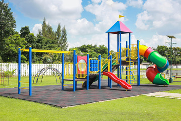 Colorful playground on yard in the park. - 92564287