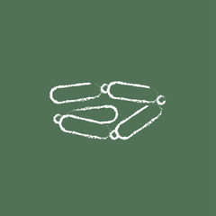 Chain of sausages icon drawn in chalk.