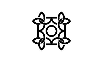 initial letter K with flower floral link connection logo design template