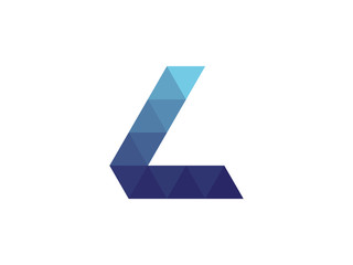 L Letter Blue Triangle Geometric Logo