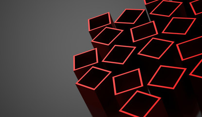 Abstract cubes background rendered