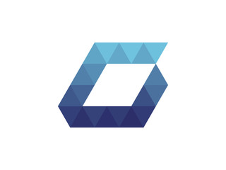 O Letter Blue Triangle Geometric Logo