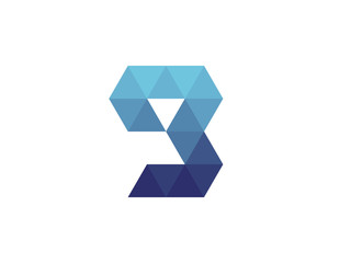 g Letter Blue Triangle Geometric Logo