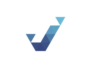 Fototapeta premium j Letter Blue Triangle Geometric Logo