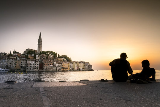 Beautiful Historic Rovinj With People, Croatia