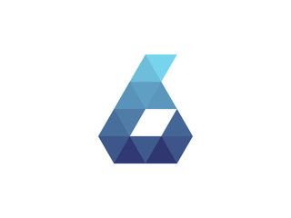 6 Number  Blue Triangle Geometric Logo