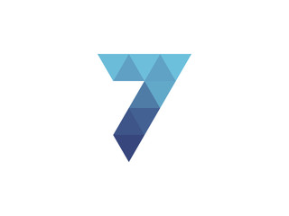 7 Number  Blue Triangle Geometric Logo - obrazy, fototapety, plakaty