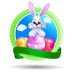 Easter card with rabbit and eggs