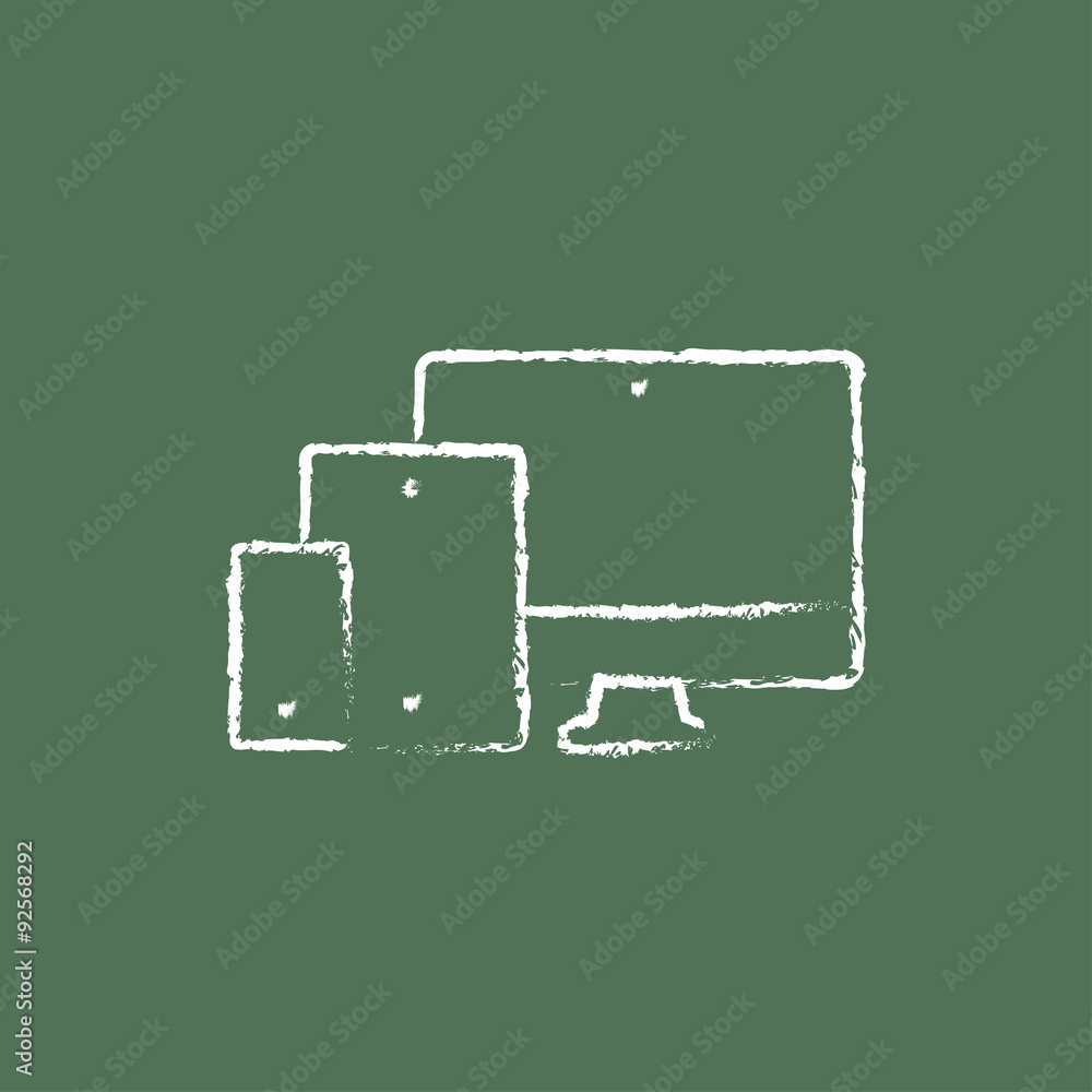Wall mural responsive web design icon drawn in chalk.