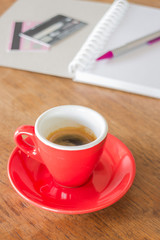 Coffee break on business work table