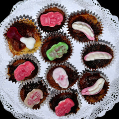 handmade cakes isolated on black