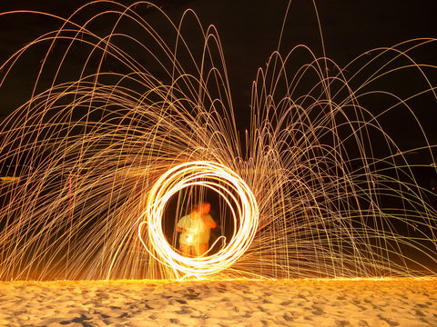 Fire Light Source Painting In The Sea Shore