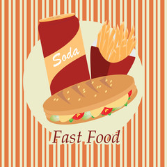 Fast Food over yellow background.