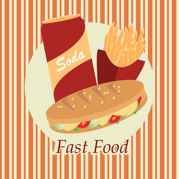 Fast Food over yellow background.
