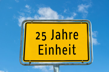 Ortstafel 25 Jahre Einheit
