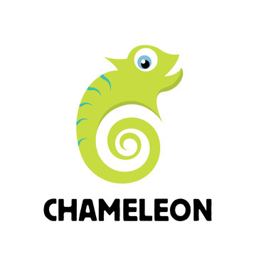 Vector chameleon in abstract shape