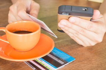 Hand holding smart phone online business