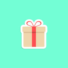 gift box icon sticker isolated on green background