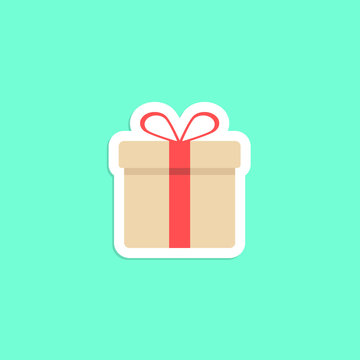 gift box icon sticker isolated on green background