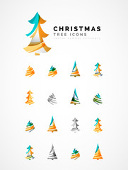 Set of abstract Christmas Tree Icons, business logo concepts