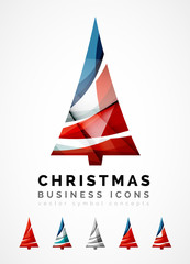 Set of abstract Christmas Tree Icons, business logo concepts