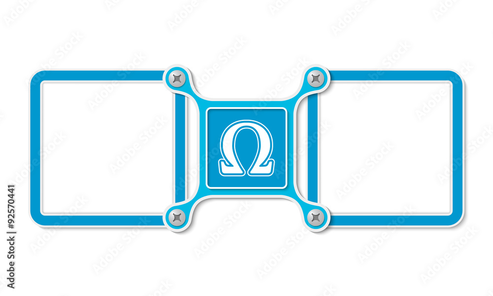 Poster two blank text boxes for your text and omega symbol