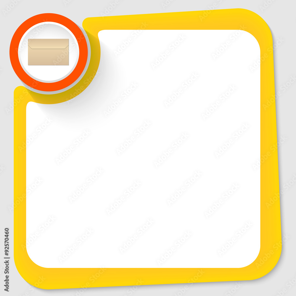 Poster red circle and envelope and yellow frame for your text